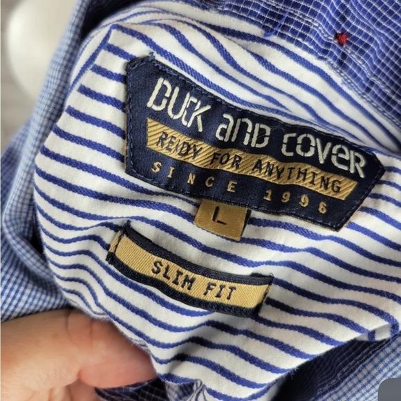 DUCK & COVER UK blue plaid cotton shirt, pocket detail - Picture 4 of 6